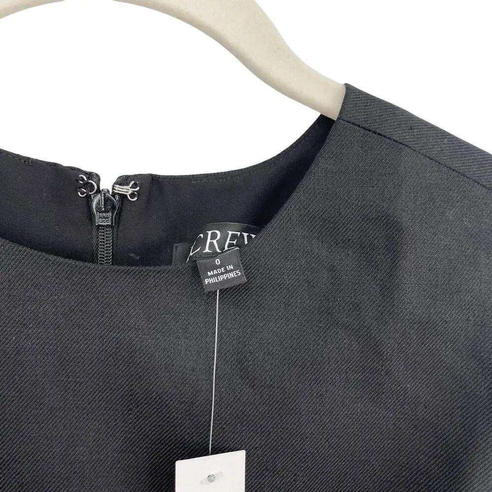 J.Crew High Neck Sheath Dress in Stretch Linen Blend Black Size 0 NEW with tags!